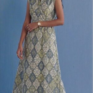 Mena Tawl Collar Printed Organic Cotton Dress